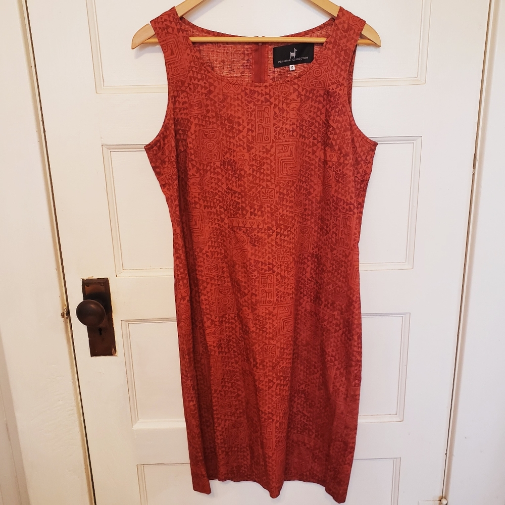 Peruvian Connection Rust Pima Cotton Shift Dress - image 4